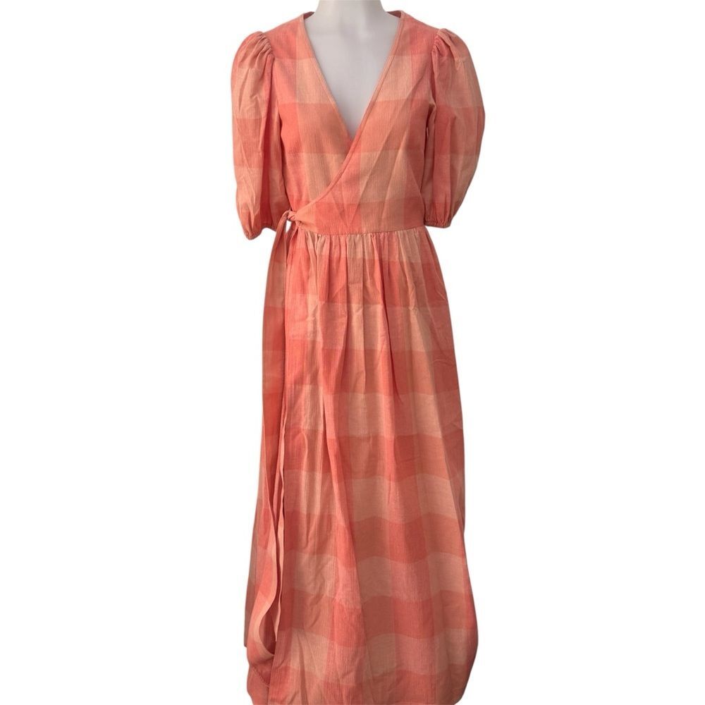 Significant Other Stella Check Cotton Midi-Dress Size 2